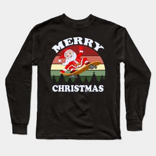 christmas skateboarding santa Long Sleeve T-Shirt